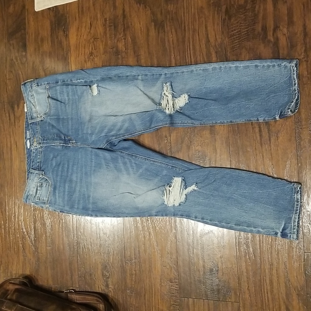 Old Navy Power Straight High Rise Jean's Size 16 Distressed Good Condition